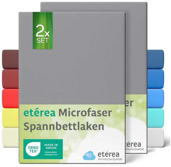 etérea Himmlische Qualität Spannbettlaken etérea Microfaser Kinder Spannbettlaken Doppelpack, Microfaser, Gummizug: rundum, (2 Stück)