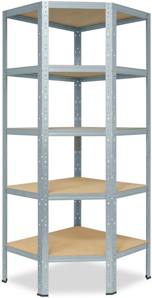 shelfplaza HOME 180x80x50 cm Eckregal in grau-verzinkt mit 5 Böden und 175 kg Traglast pro Boden