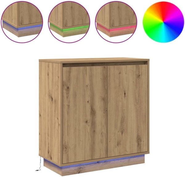 vidaXL LED-Sideboard Artisan-Eiche 71 x 34,5 x 75 cm Holzwerkstoff 869649