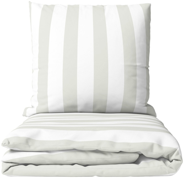 Leonado Vicenti Bettwäsche Baumwolle 135x200 cm und 155x220 cm, Jersey, 2 teilig, Streifen in Grau und Weiß mit Markenreißverschluss Bild 5