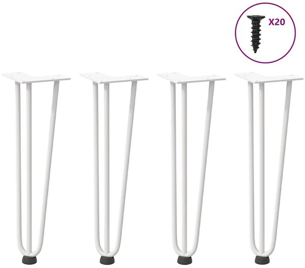 vidaXL Haarnadelbeine für Couchtisch 4 Stk. Weiß 42 cm Massivstahl 4012441
