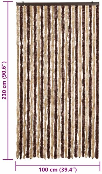 vidaXL Fliegenvorhang Beige und Hellbraun 100x230 cm Chenille 377368 Bild 7