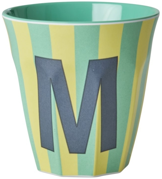 Rice Stripes Melamin Becher Buchstabe M