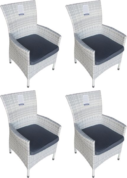 Mandalika Garden MONACO Polyrattan Diningsessel mit Alu-Gestell icewhite
