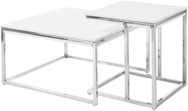 Satztisch >Reno< in weiß, MDF und Metall - 70x50x70cm (BxHxT) Bild 4