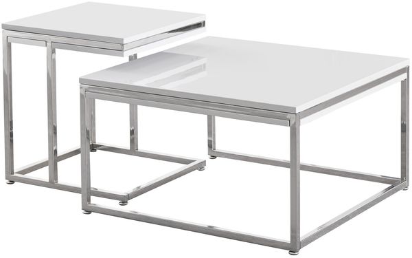 Satztisch >Reno< in weiß, MDF und Metall - 70x50x70cm (BxHxT) Bild 2