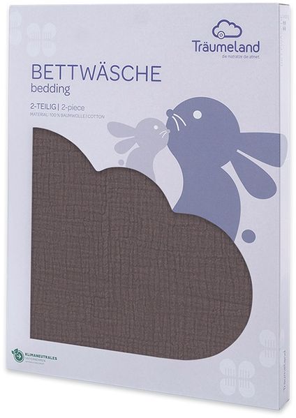 Bettwäsche Baumwollmusselin schokopflaume 100/135 + 40/60 cm Bild 3