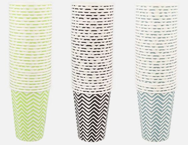 Spectrum Einwegbecher Papierbecher zigzag 200 ml 60 Stück Pappbecher Trinkbecher, 60-tlg.