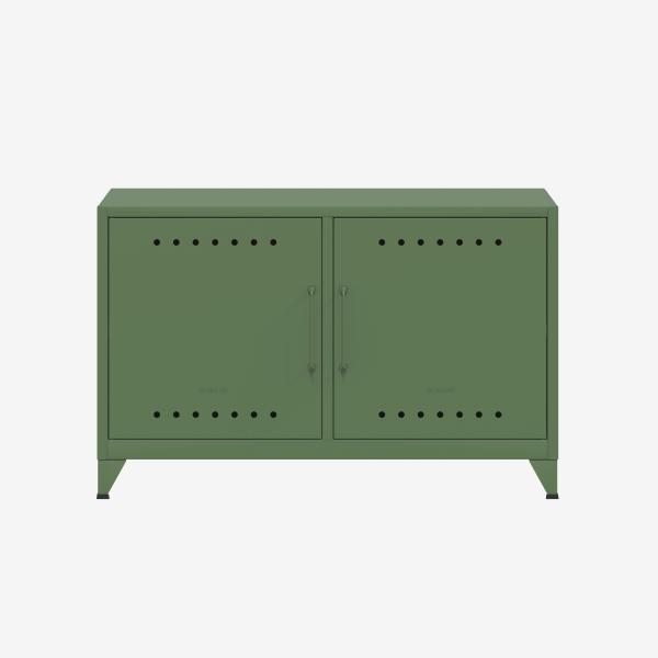 Bisley Fern Cabby Sideboard, mit einem festen Fachboden, Kabeldurchlass in der Rückwand und einem Klett-Kabelhalter, aus hochwertigem, nachhaltigem Stahl hergestellt, 16 mm große Design Lüftungslöcher auf allen Türen, moderner und industrieller Flair, ...