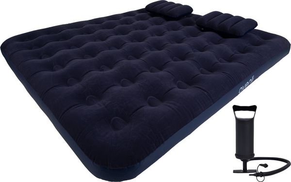 Avenli Luftmatratze Luftbett Camping für 2-3 Personen mit Pumpe & 2 Kissen 203 x 183 x 22 cm, (aufblasbar Ideal als Reisebett oder Isomatte, 1-St, Set mit Luftpumpe und Kissen), Indoor und Outdoor mit beflockter Oberfläche