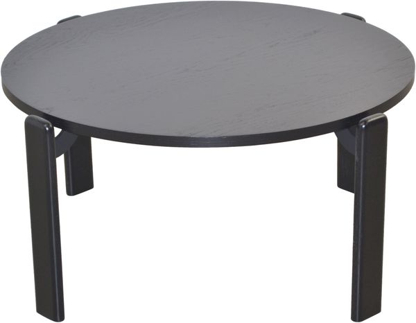 Klassicher Couchtisch mit Massivholz Beinen, rund, schwarz Bild 3