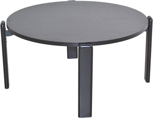 Klassicher Couchtisch mit Massivholz Beinen, rund, schwarz Bild 2