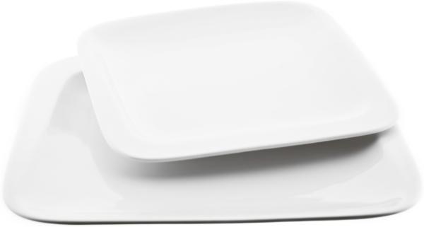 Almina 2 Teiliger Servierteller-Set Weiß aus Porzellan in Form eines Quadrats mit abgerundeten Ecken