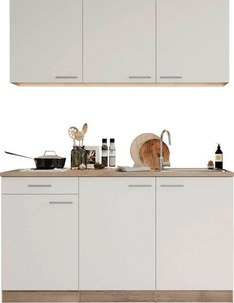 RESPEKTA Pantryküche Luis, Duo Kochfeld, wahlweise mit Mikrowelle, Korpus Eiche Sägerau, Breite 150 cm, in exclusiver Konfiguration für OTTO
