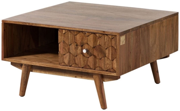 Massivmoebel24 Couchtisch MOSAYK (Couchtisch Akazie 70x70x40 Akazie natur lackiert MOSAYK #117)