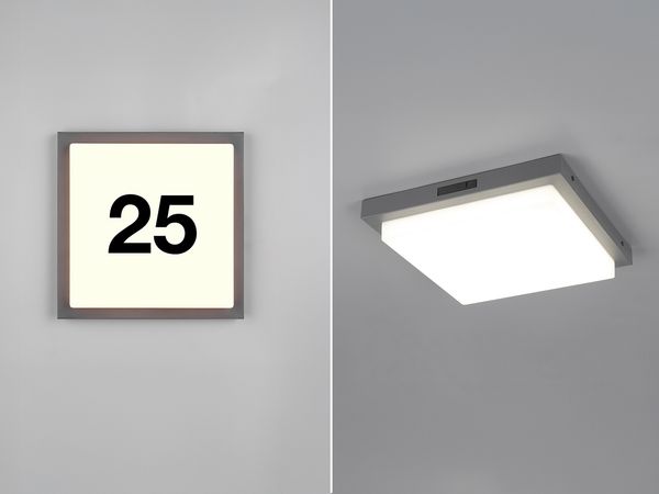 Trio Leuchten LED Außen Hausnummerleuchte Bermejo 630369242, Aluminium Druckguss Anthrazit, Kunststoff weiß, inkl. 14 Watt L