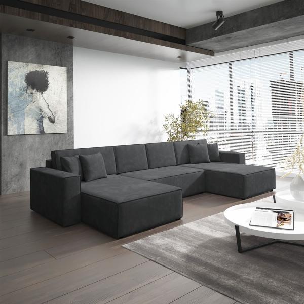 Wohnlandschaft Schlafsofa Sofa CONOR PREMIUM Stoff Kronos Steel Marengo