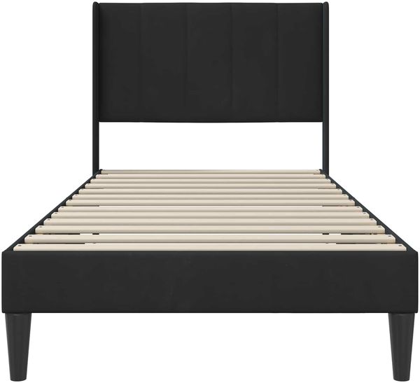 vidaXL Bettrahmen mit Kopfteil Schwarz 90 x 190 cm Samt 42027477 Bild 4