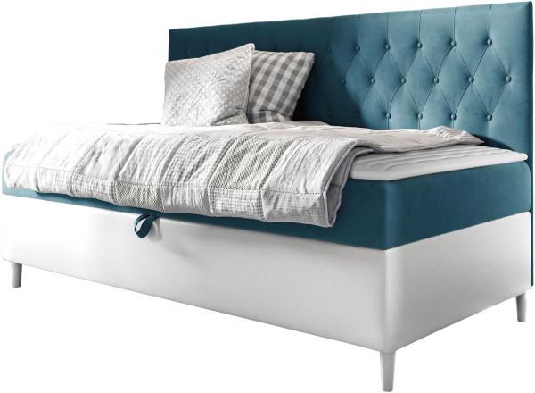 Boxspringbett 'Lenda Junior 2' blau 90 x 200 cm