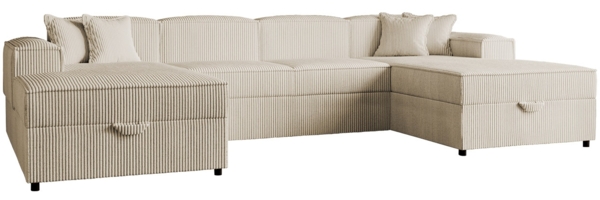 Mirjan24 'Santos' Wohnlandschaft, Cord, Beige, 79 x 166 x 320 cm