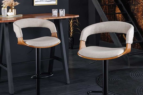 riess-ambiente Barhocker MANHATTAN beige / natur / schwarzHATTAN beige / schwarz (Einzelartikel, 1 St), Strukturstoff · Metall · höhenverstellbar · 360° drehbar · mit Lehne