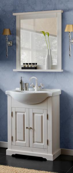 Badmöbel Waschplatz Set inkl. Keramik-Waschtisch 65 cm, 2-teilig LIRIA-56, Massivholz, B x H x T ca.: 70 x 200 x 43 cm