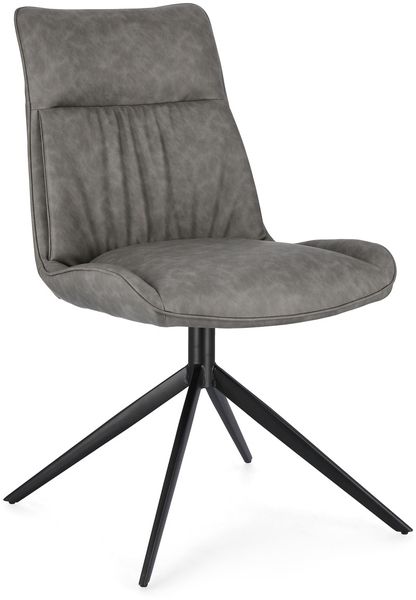 Esszimmerstuhl Jordan aus Kunstleder, modern, grau, gepolstert, stabiles Metallgestell