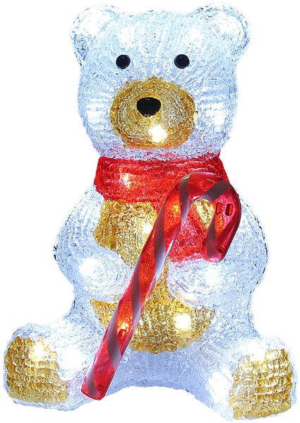 Deuba LED Acryl Figur Außen Teddy sitzend beleuchtet Weihnachtsdeko Weihnachten Weihnachtsfigur