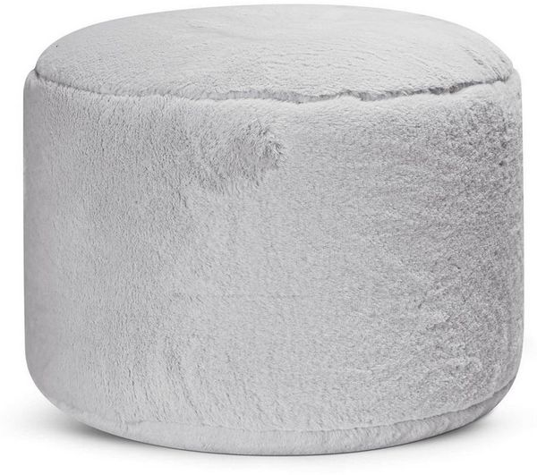 mokebo Pouf Der Flauschige (aus Kunstfell), kuscheliger Sitzhocker, Fußhocker oder Hocker in Felloptik in Grau