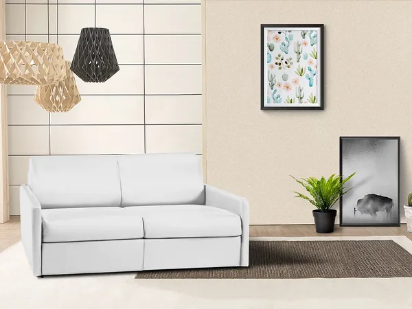 Schlafsofa 3-Sitzer CALIFE - Weiß - Liegefläche: 140 cm - Matratzenhöhe: 14 cm