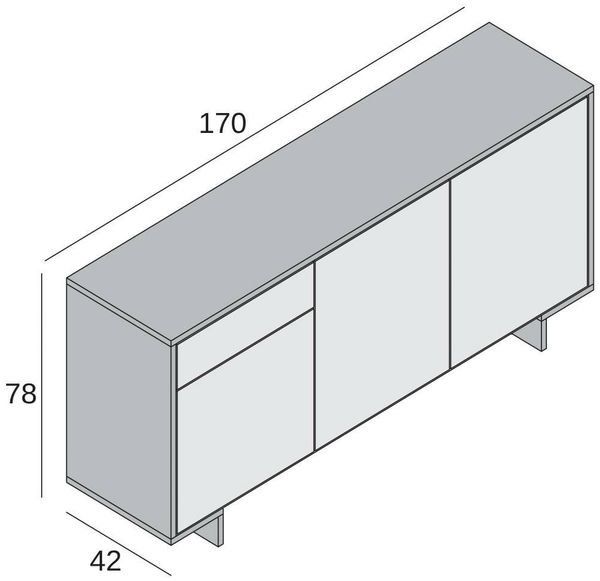 Dmora Sideboard Aronne, Wohnzimmer-Sideboard, Wohnzimmer-Buffet mit 3 Türen und 1 Schublade, 100 % Made in Italy, 170 x 42 x 78 cm, Braun und Walnuss Bild 6