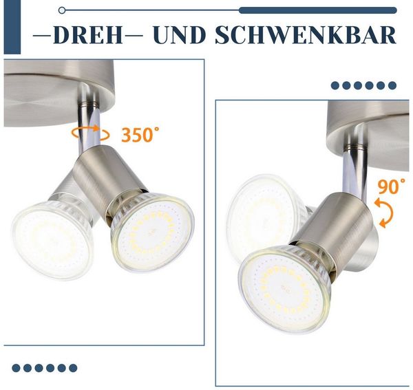 Nettlife Deckenstrahler Küchenlampe GU10 Rund Schlafzimmerlampe Modern Flurlampe Schwenkbar, Schwenkbar 350°, ohne Leuchtmittel, für Küchen Flur Schlafzimmer Wohnzimmer