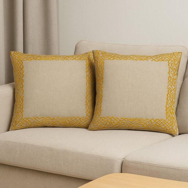Marrakesch Orient & Mediterran Interior Zierkissen Handgefertigter Kissenbezug Frisia Gold 50x50cm, Boho Vintage Deko, (1 St)