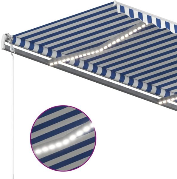 vidaXL Automatische Markise mit LED & Windsensor 400x350 Blau und Weiß 3068991 Bild 4