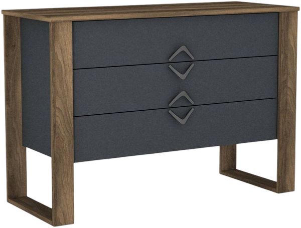 Dmora Kommode Jova, Mehrzweckkommode, Schlafzimmerkommode, Schrank mit Schubladen, 110x45 h76 cm, Walnuss und Anthrazit