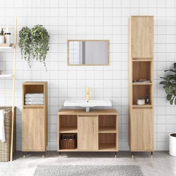 vidaXL Badschrank Sonoma-Eiche 80x33x60 cm Holzwerkstoff 831623