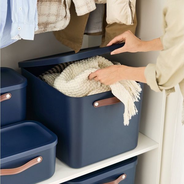 ROTHO Aufbewahrungsbox (Ordnungsboxen im Set, 2er-Set), große Lagerbox ideal für Kleidung, Decken und Haushaltsartikel