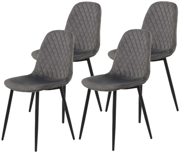 4er Set Küchenstuhl Mira - Samtvelour Grau