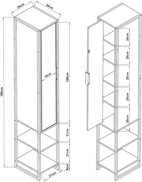 Hochschrank Namsskogan 160x24x30cm Walnussoptik [en. casa] Bild 2
