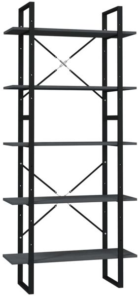 vidaXL Bücherregal 5 Fächer Grau 80x30x175 cm Massivholz Kiefer 3081995 Bild 2