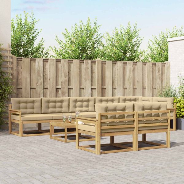 vidaXL Outdoor-Sofagarnitur 9 pcs Weiß und Beige 79 x 79 x 37 cm 3386647
