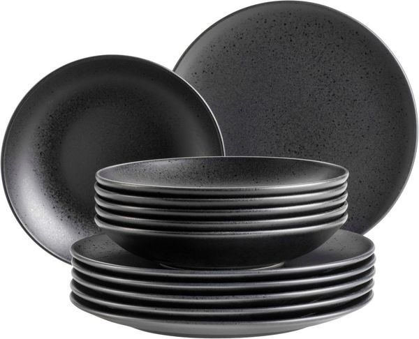 MÄSER Tafelservice ESSENTIAL, aus Steinzeug (12-tlg), 6 Personen, Steinzeug, Geschirr-Set, Service