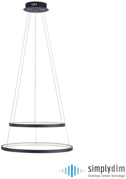 JUST LIGHT 11525-13 LED Pendelleuchte Circle 2 Ringe 50cm 3000K SimplyDim Anthrazit