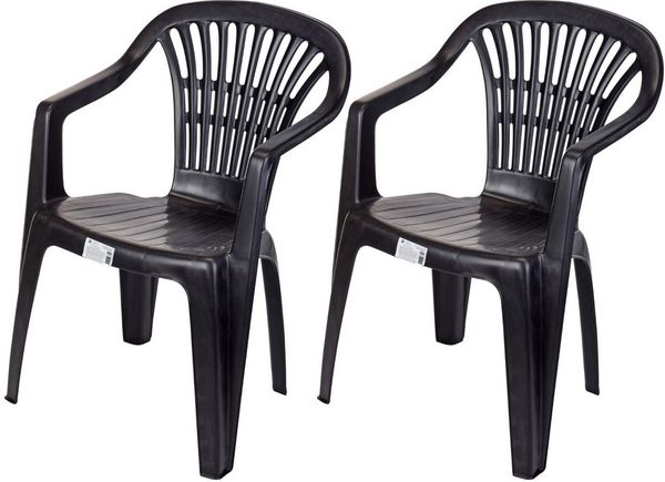 Progarden Gartenstuhl Kunststoff Anthrazit Stapelbar 2 er Set (2 St), UV-Beständig, Robust, Wetterfest, Made in Italy, Hochwertig