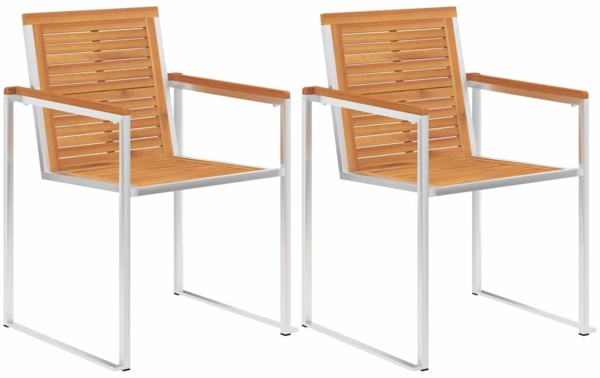 vidaXL Gartenstühle mit Kissen 2 Stk. Massivholz Akazie und Stahl 3061499