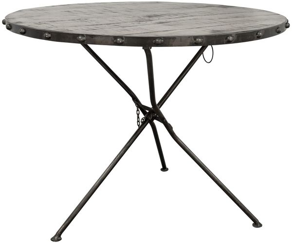 Esstisch rund Mango 100x100x80 grau lackiert HEAVY INDUSTRY #156