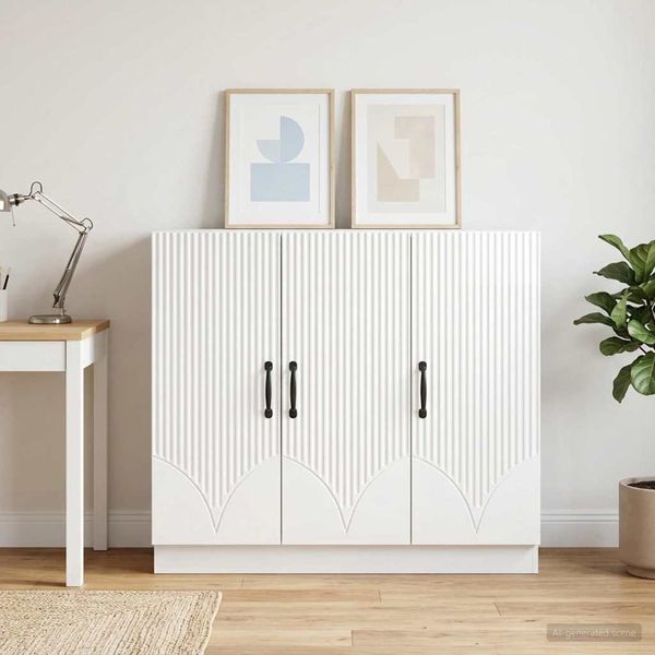vidaXL Sideboard Hochglanz Weiß 89 x 34,5 x 77 cm Holzwerkstoff 895339
