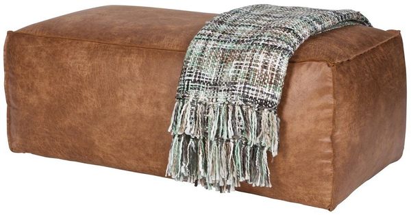 Maison ESTO Fußhocker MODEO aus Leder Mix cognac Fußhocker Sitzhocker, auch als Couchtisch verwendbar