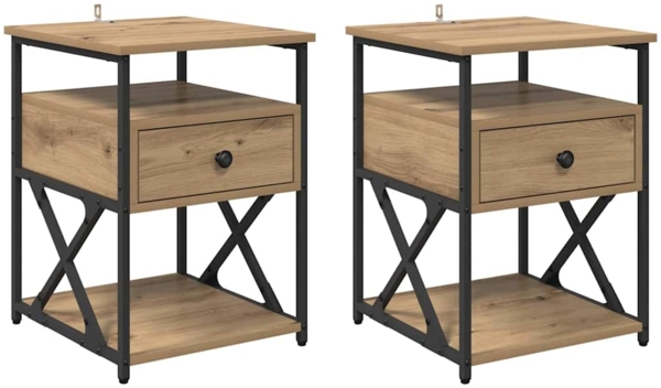 vidaXL Nachttisch 2 pcs Artisan-Eiche 40 x 42 x 55 cm Holzwerkstoff 881884