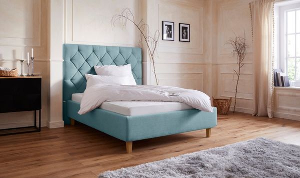Home affaire Polsterbett Sunley 140, Kreuzsteppung, Kopfteilhöhe 142 cm, ohne oder mit Matratze/Lattenrost